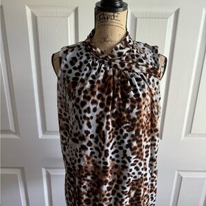 EUC W by Worthington Sleeveless High Neck Animal Print Blouse.